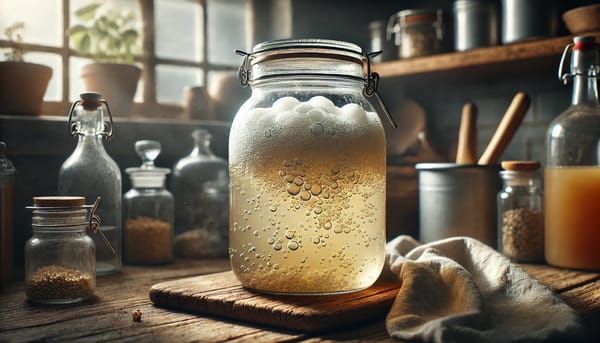 Fermentation in a glass jar with a clear lid