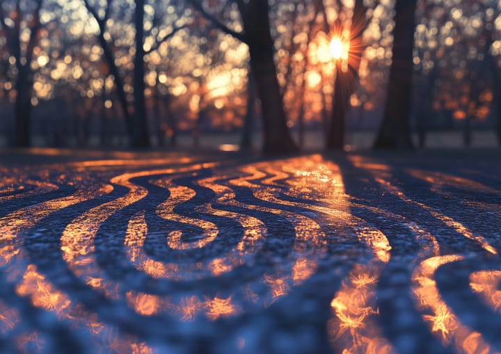 Projected patterns in an outdoor scene featuring sunlight filtering through trees onto the forest floor.